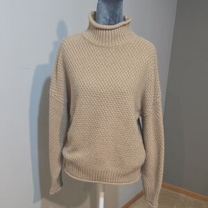 Zesica Ribbed Rolled Neck Knit Turtleneck Sweater Sz S